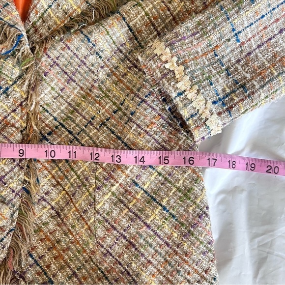 Desert Diva  By Sherry Holt Pastel Tweed Blazer with Fringe Trim Size S Academia - Picture 8 of 12